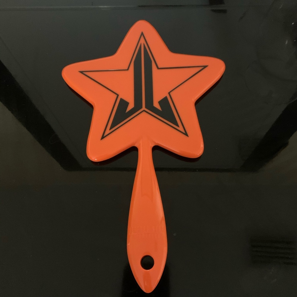 Jeffree Star Orange Star Hand Mirror with Black Logo